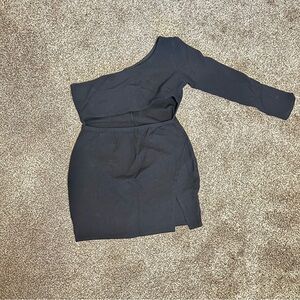 NanaMacs Black One-Shoulder Dress